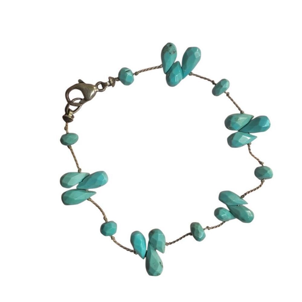 Sterling Silver Faceted Turquoise Bead Bracelet – Artisan Boho Style